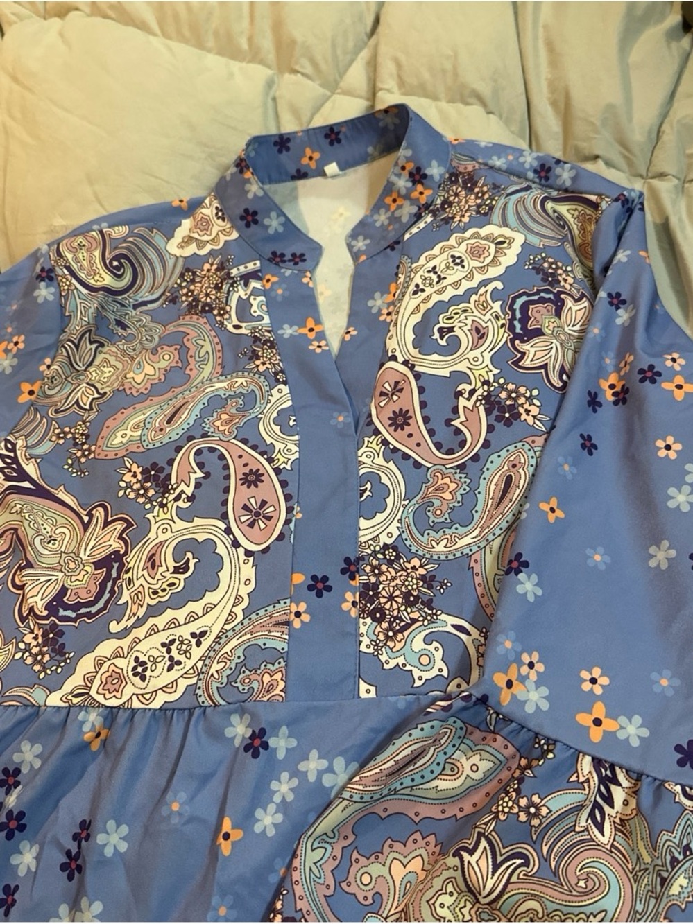 Blue Lavender Paisley Floral Women's Dress